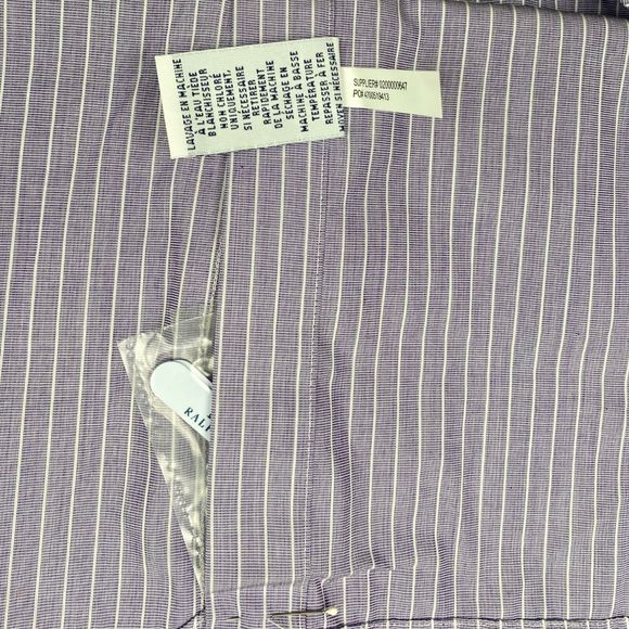 $168 Polo Ralph Lauren Men's 15 32/33 Striped Button Up Long Sleeve Shirt Purple - Picture 11 of 13